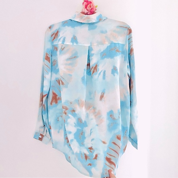 💕Pretty Blue Long Sleeves Button-Down Blouse SZ 4 - Picture 6 of 11